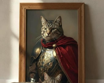Portrait personnalisé d'animal de compagnie de la Renaissance, peinture drôle de chat, art royal d'animal de compagnie