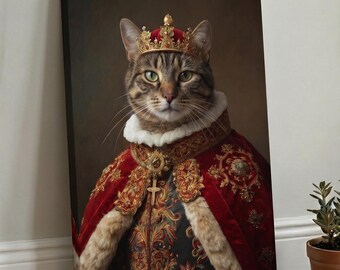 Custom Royal Cat Portrait from Photo, Funny Renaissance Cat Painting, Personalized Cat Art Print, Custom Cat Portrait, Royal Pet Art Gift