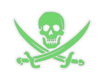 Pegatina troquelada de Jolly Roger verde