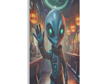 Friendly Alien in a Space Bar Acrylic Print