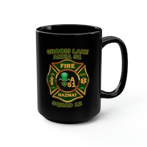 Area 51 Fire Dept. Black Mug, 15oz