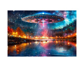 Póster de OVNI en acuarela