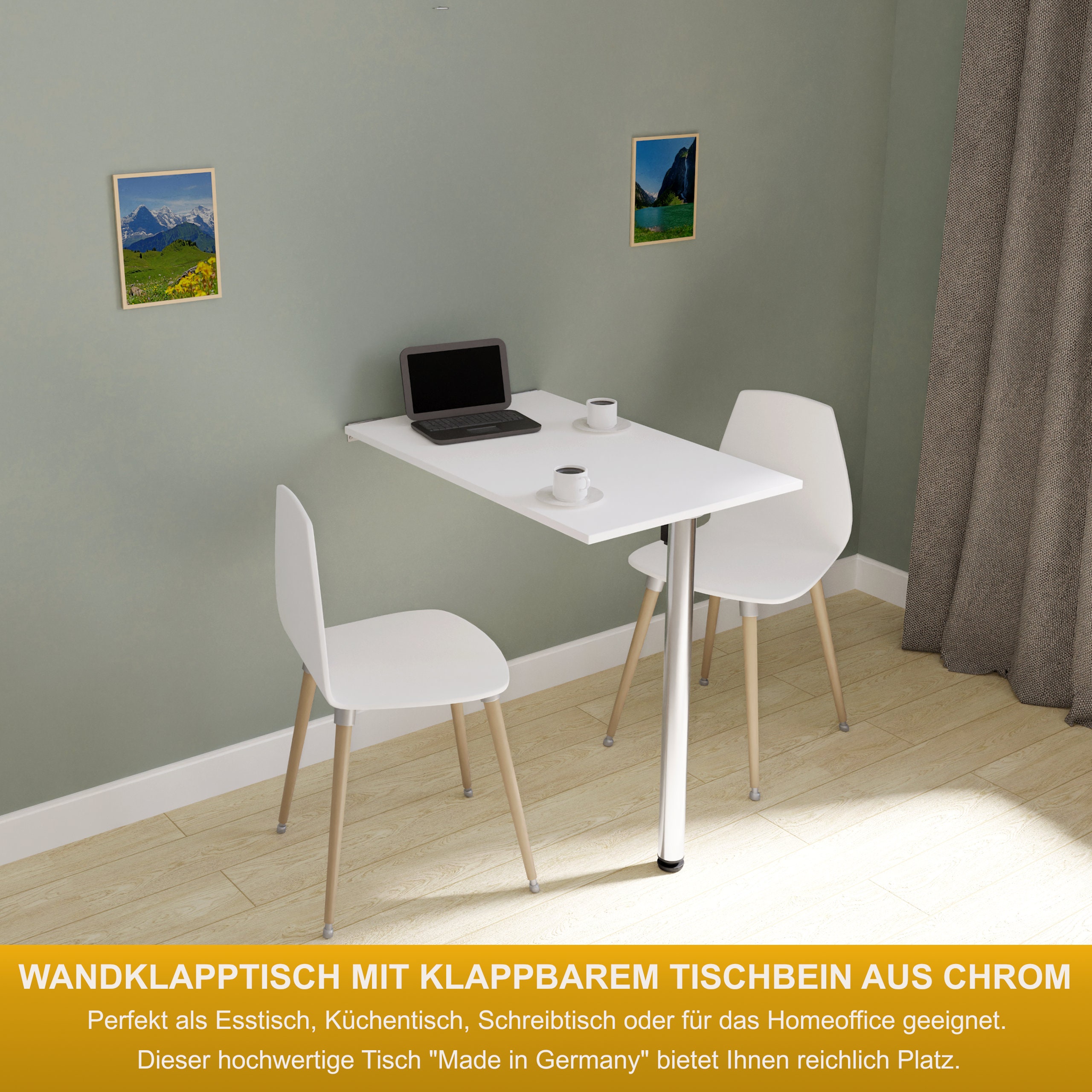 Wall Folding Table in White 80x50 Desk Folding Table Dining Table ...