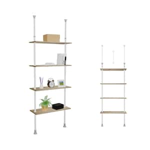Teleskopregal in Eiche astig Klemmregal Regal ohne Bohren Küche Bad Nische Ecke - 4 Regalboden Holz 80x30 cm individuell höhenverstellbar