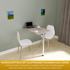 Opklapbare wandtafel in eiken knoestig 80x50 bureau opklapbare tafel eettafel keukentafel voor aan de muur tafel met tafelpoot opvouwbaar voor wandmontage afbeelding 2