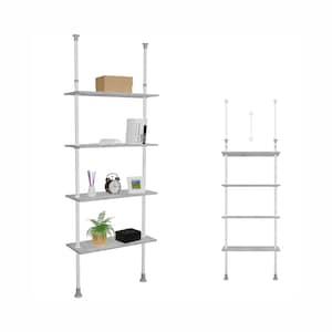 Teleskopregal in Betonoptik Klemmregal Regal ohne Bohren Küche Bad Nische Ecke - 4 Regalboden Holz 80x30 cm individuell höhenverstellbar