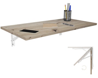 Table murale pliante en chêne noueux 80 x 40 cm bureau table pliante table à manger table de cuisine pour le mur table plateau de table pliable pour montage mural