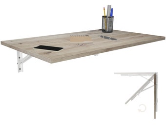 Table murale pliante en chêne noueux 80x50 bureau table pliante table à manger table de cuisine pour le mur table plateau de table pliable pour montage mural