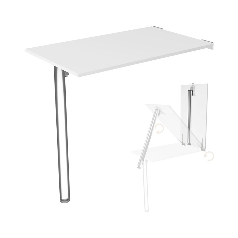 Table pliante murale en blanc 80x50 bureau table pliante table à manger table de cuisine pour le mur Table avec pied de table pliable pour montage mural image 1