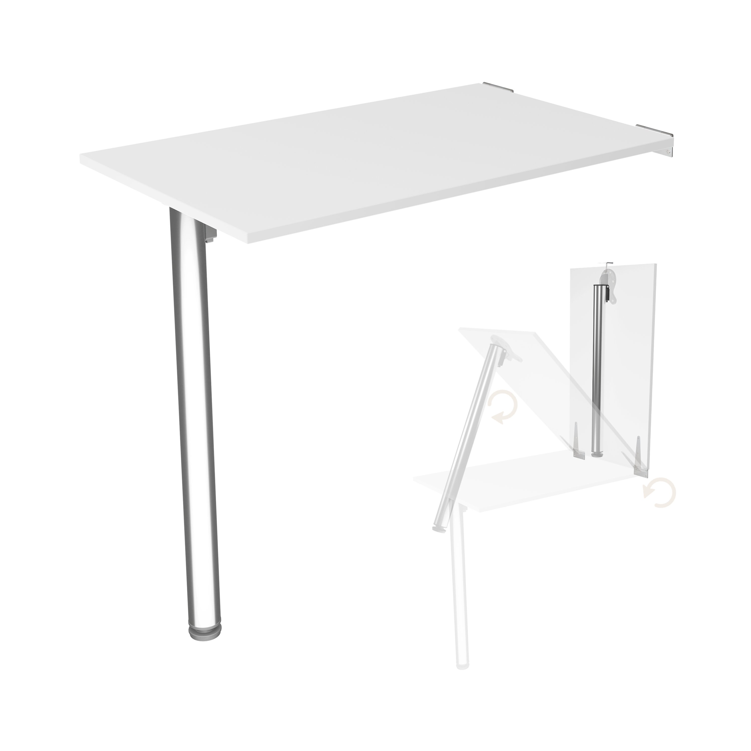 Wall Folding Table in White 80x50 Desk Folding Table Dining Table Kitchen Table for the Wall