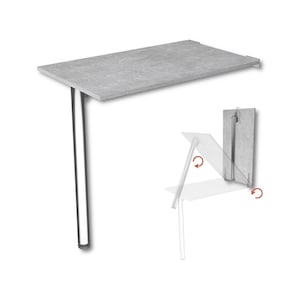 Wandklapptisch 80x50 Beton – Klappbarer Wandtisch – platzsparender Tisch – Wand-Esstisch Home Office – kleine Wohnung – Handmade Finish