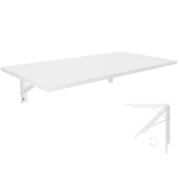 Table pliante murale en blanc 80 x 40 cm, table de bureau pliante, table de salle à manger, table de cuisine pour le mur, plateau de table pliable pour montage mural