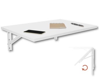 Opklapbare wandtafel 60x40 cm, wit – Opklapbare wandtafel – ruimtebesparende tafel – wandbureau voor thuiswerkplek – klein appartement – Handgemaakte afwerking