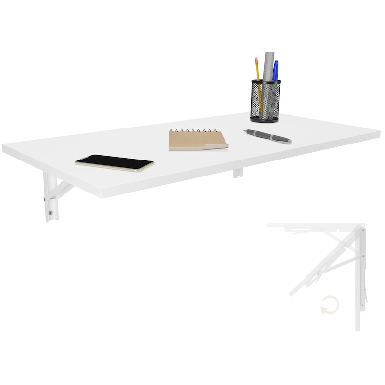 Wandklaptafel in wit 80 x 40 cm bureau klaptafel eettafel keukentafel voor aan de wandtafel tafelblad opklapbaar voor wandmontage afbeelding 1