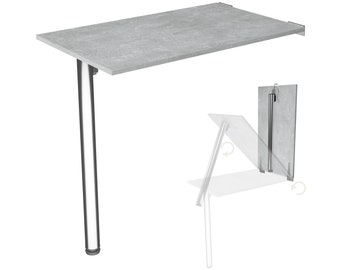 Table murale pliante aspect béton 80x50 bureau table pliante table à manger table de cuisine pour le mur Table avec pied de table pliable pour montage mural