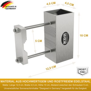 Sonnenschirmhalter aus Edelstahl für Balkongeländer rund und eckig Schirmhalterung bis Sonnenschirm 270 cm Schirmständer Balkon Halterung zdjęcie 3