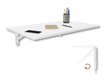 Tavolo pieghevole da parete 80x50 bianco – Tavolo pieghevole da parete – tavolo salvaspazio – scrivania da parete per ufficio domestico – piccolo appartamento – Finitura fatta a mano