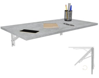Wandklapptisch in Betonoptik 80x40 Schreibtisch Klapptisch Esstisch Küchentisch für die Wand Tisch Tischplatte klappbar zur Wandmontage