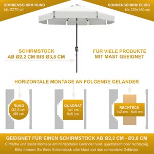 Sonnenschirmhalter aus Edelstahl für Balkongeländer rund und eckig Schirmhalterung bis Sonnenschirm 270 cm Schirmständer Balkon Halterung zdjęcie 5