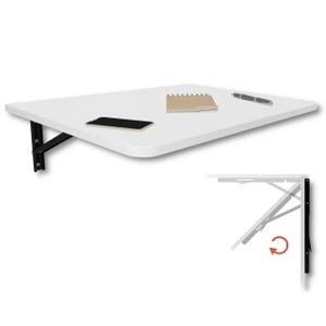Väggmonterat fällbord 70x50 vitt – Hopfällbart väggbord – platsbesparande bord – väggmonterat skrivbord för hemmakontor – liten lägenhet – Handgjord finish