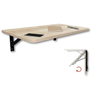 Väggmonterat fällbord 70x40 ek – Hopfällbart väggbord – platsbesparande bord – väggmonterat skrivbord för hemmakontor – liten lägenhet – Handgjord finish