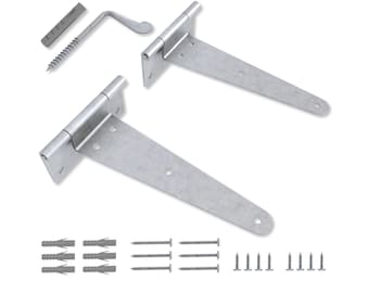 T-Scharnier Set für klappbaren Wandtisch – 2× verzinktes Bandscharnier für Wandmontage – Klapptisch Scharnier –  inkl. Montagematerial