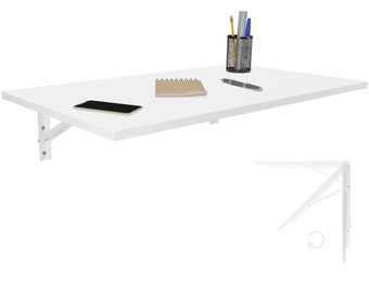 Table pliante murale en blanc 80x50 bureau table pliante table à manger table de cuisine pour le mur table plateau de table pliable pour montage mural