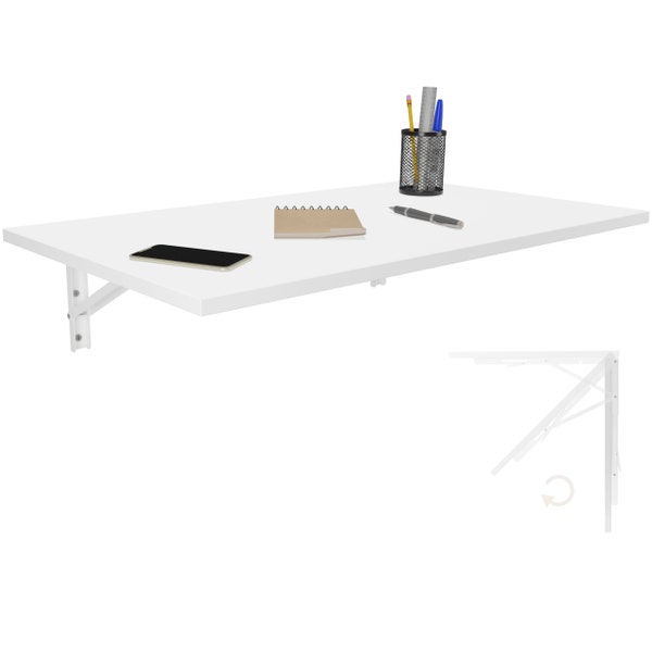 Table pliante murale en blanc 80x50 bureau table pliante table à manger table de cuisine pour le mur table plateau de table pliable pour montage mural