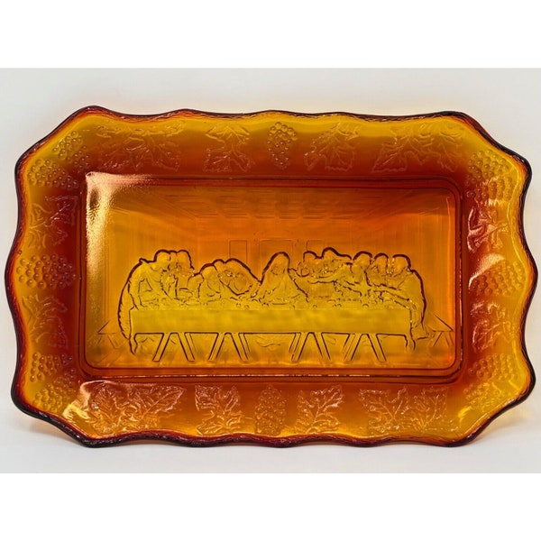 Amberina Glass Plate Last Supper Etsy Ireland