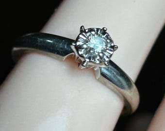 14k solid white gold genuine Diamond engagement ring fine jewelry