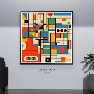 Bauhaus Digital Wall Art – Colorful Geometric Abstract Printable, Mid Century Modern Square Art, Instant Download for Home Decor Wall decor