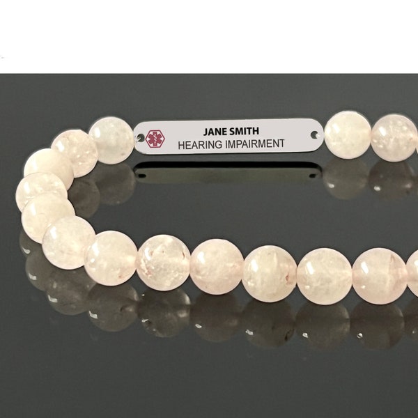 Medical Id Bracelet/ COLOR Personalized Laser Engraving/ MEDICAL Gift Bracelet/ Medical Alert Bead Bracelet Women/ Engraved Medical Bracelet
