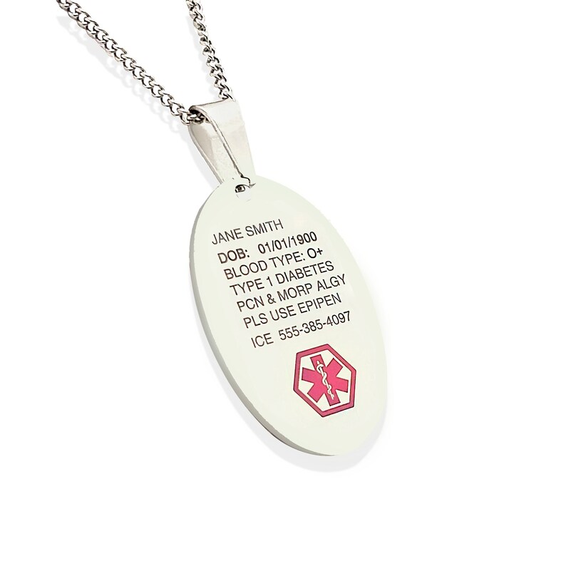 Emergency Medical ID Necklace / MEDICAL Alert Necklace/ COLOR