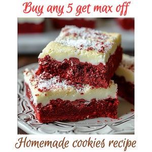 Red Velvet Sugar Cookie Bars Recipe | Gourmet delicious stuffed bakery cookie recipe | Homemade cookies baking recipe | Sweet sugar dessert