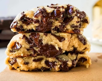 Receta de galleta de chocolate con dos chispas de Levain Bakery / Receta de galleta de panadería rellena gourmet / Recetas caseras para hornear galletas / Postre dulce de azúcar