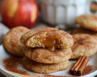 Caramel Apple Cider Snickerdoodles | Cookie Recipe | Cookie Recipes | Gourmet Stuffed Cookie Recipe | Big Cookie Recipe | Treats Recipes