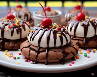 Brownie Cookie Sundae Cookie Recipe | Gourmet delicious stuffed bakery cookie recipe | Homemade cookies baking recipe | Sweet sugar dessert