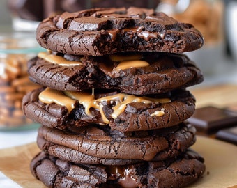 Caramel Chocolate Cookie Recipe | Gourmet delicious stuffed bakery cookie recipe | Homemade cookies baking recipe | Sweet sugar dessert