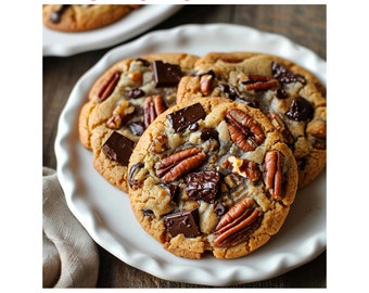 Pecan Chocolate Chunk Cookies Recipe | Gourmet delicious stuffed bakery cookie recipe | Homemade cookies baking recipe | Sweet sugar dessert