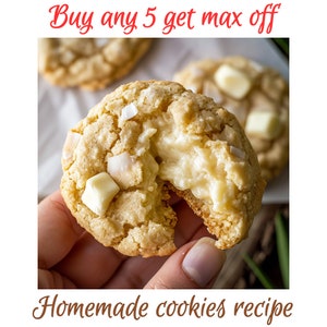 White Choco Coconut Cookies Recipe | Gourmet delicious stuffed bakery cookie recipe | Homemade cookies baking recipe | Sweet sugar dessert