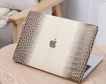 Crocodile Print Personalized leather Macbook Pro 14 Case M1 Macbook Air 13 Macbook Pro 13 Pro 14 16 15 M4 A3240 2025 Gift idea