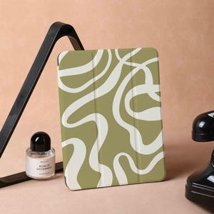 Mint Green Curve iPad Case for iPad Air 5 iPad 10 10.9&quot; 2022 iPad Pro 12.9&#39;&#39; 2021 Pro 11&quot; 2022 iPad Mini 6 Case, iPad Cover, gifts