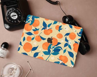 Beige Orange Floral Personalized Macbook Pro 14 Case M1 Macbook Air 13 Macbook Pro 13 Pro 14 16 15 M2 A2681 2022 Gift idea