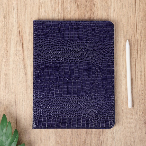 Funda de piel de cocodrilo azul oscuro para iPad Air 5, iPad 10 de 10,9" (2022), iPad Pro de 12,9" (2021), iPad Pro de 11" (2022), iPad Mini 6, funda para iPad