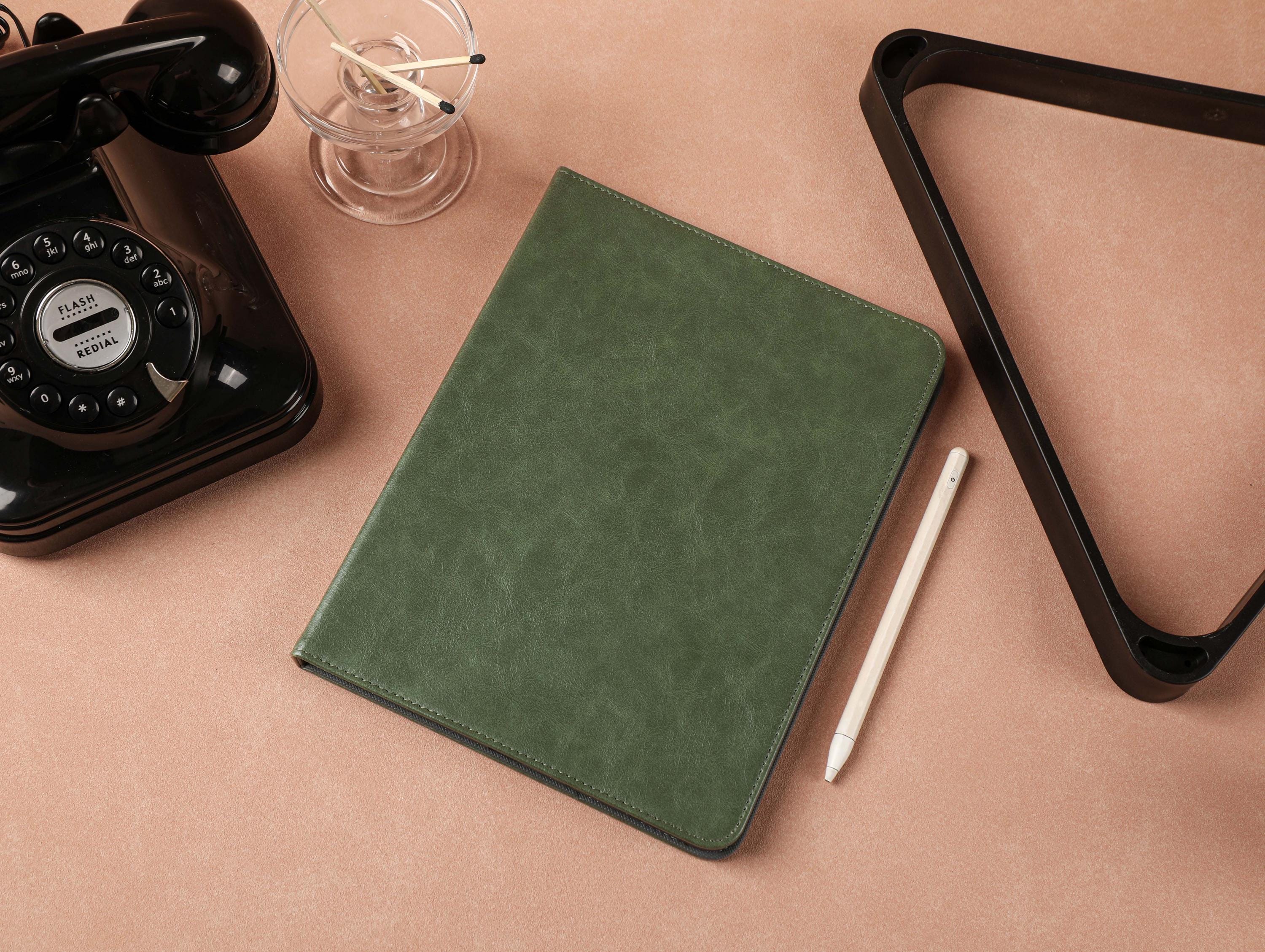 Dark Green Leather iPad Case for iPad Air 5 iPad 10 10.9" 2022 iPad Pro 12.9'' 2021 Pro 11" 2022 iPad Mini 6 Case, iPad Cover