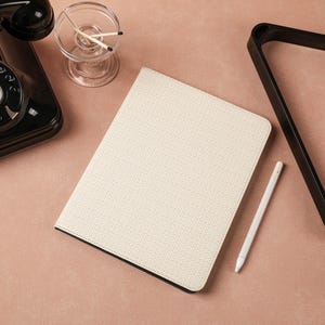 Beige geweven leren iPad-hoes voor iPad Air 5 iPad 10 10,9" 2022 iPad Pro 12,9'' 2021 Pro 11" 2022 iPad Mini 6-hoes, iPad-hoes