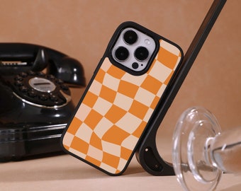 Orange Twisted Plaid Personalized iPhone Case for iPhone 15 14 13 12 11 Pro Max, Special Gift, Classy Custom iPhone Case, iPhone Cover