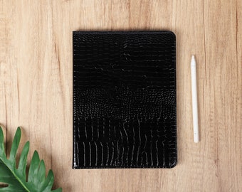 Black Crocodile Leather iPad Case for iPad Air 5 iPad 10 10.9&quot; 2022 iPad Pro 12.9&#39;&#39; 2021 Pro 11&quot; 2022 iPad Mini 6 Case, iPad Cover