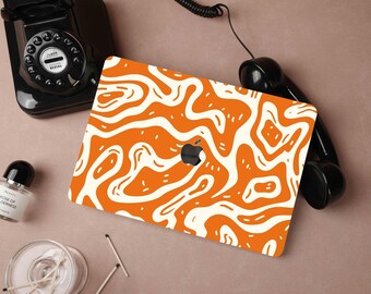 Orange Distortion Line Personalized Macbook Pro 14 Case M1 Macbook Air 13 Macbook Pro 13 Pro 14 16 15 M2 A2681 2022 Gift idea
