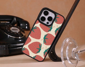 Sött personligt iPhone-skal med jordgubb och äpple för iPhone 15 14 13 12 11 Pro Max, speciell present, elegant personligt iPhone-skal, iPhone-fodral